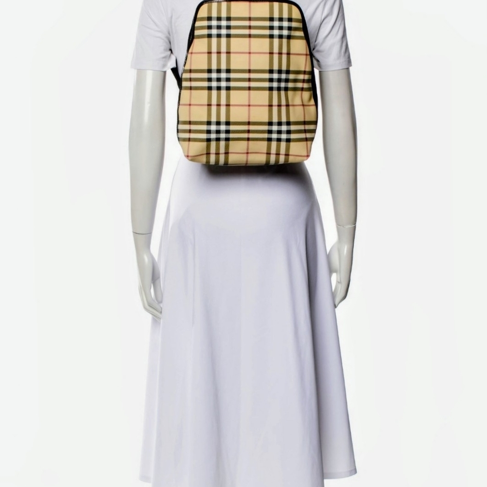 Beige Nova Check Canvas Backpack